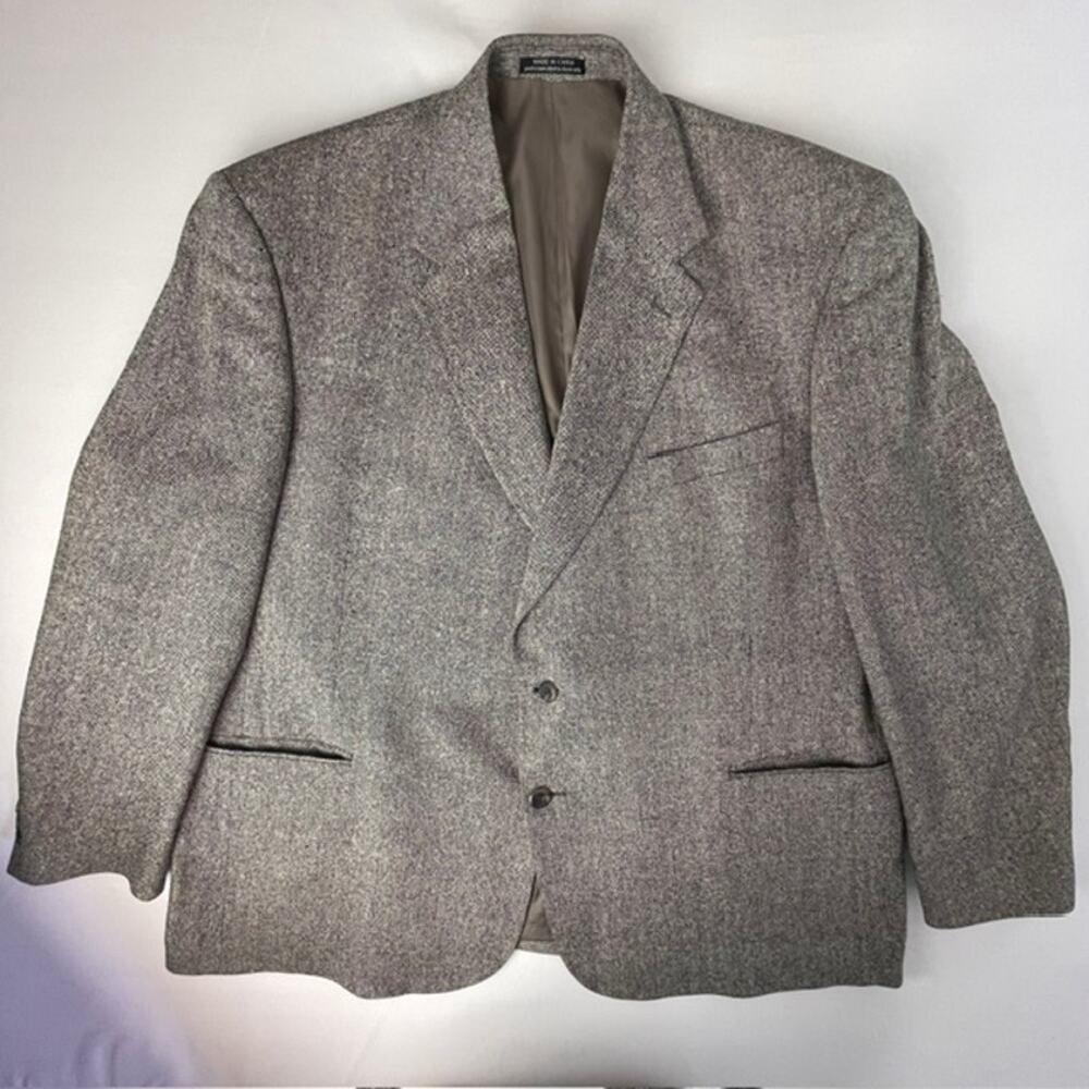 Hunt Valley Gentlemens 100% Silk Sport Coat Blazer Gray Textured Size 50R